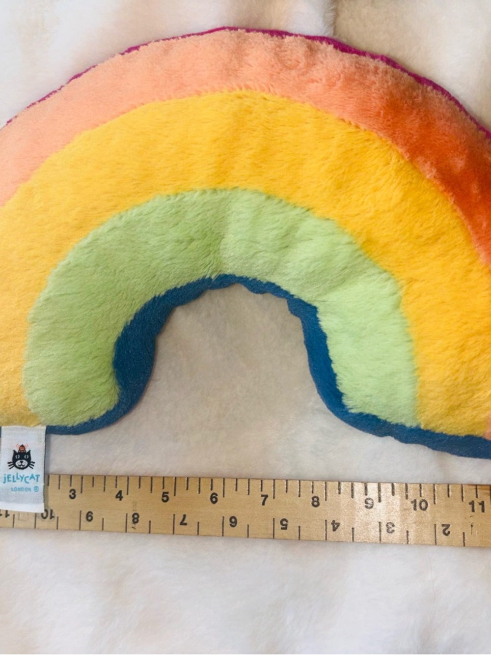 Jellycat Retired Rainbow Smile Plush in Pink, Peach, Yellow, Green & Blue - Picture 3 of 3
